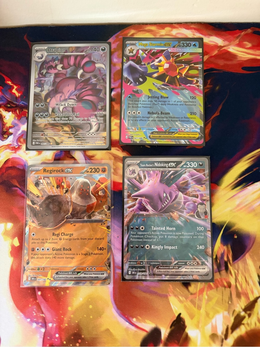 Pokemon EX/Holo Card Lot - Drapion, Mega Starmie GX, Regirock EX, Nidoking EX
